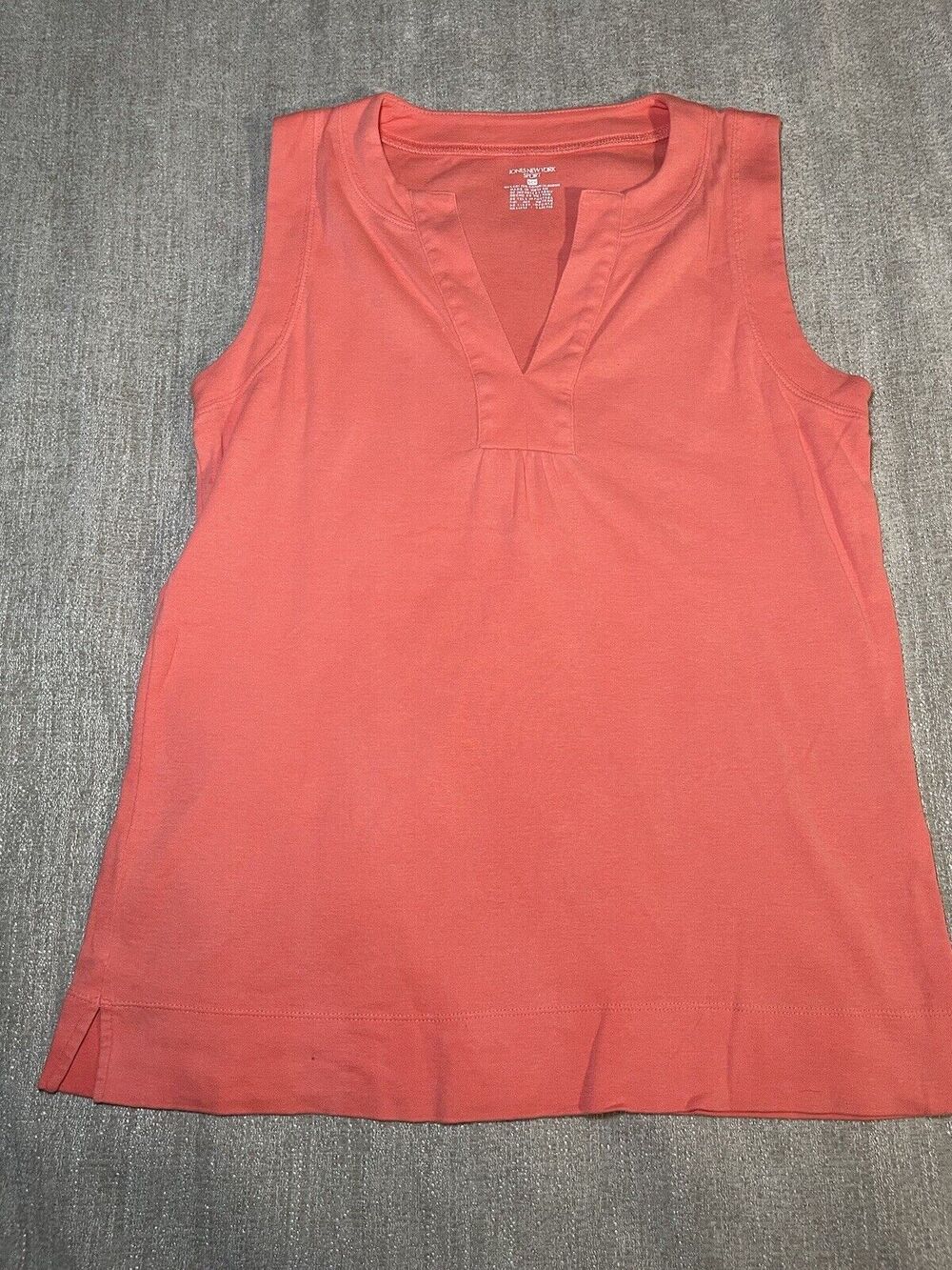 Jones New York Tank Top Women's Small Orange Sleeveless V-Neck Stretch Pullover